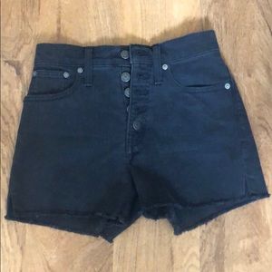 High wasted black denim shorts